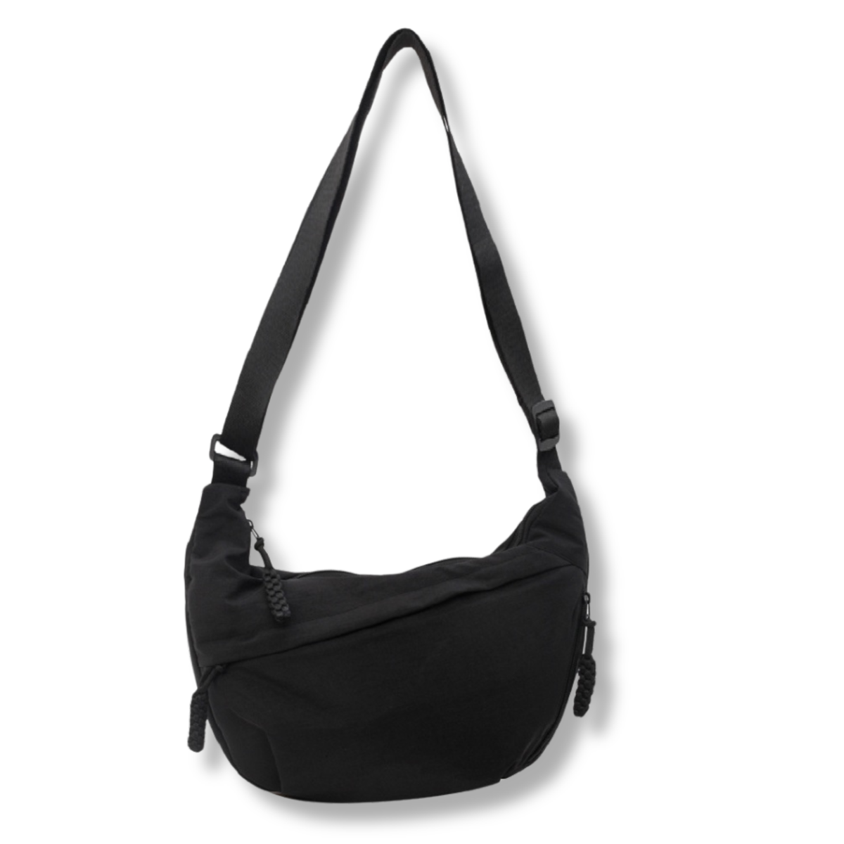 Sporty Nylon Crescent Shaped Crossbody Bag