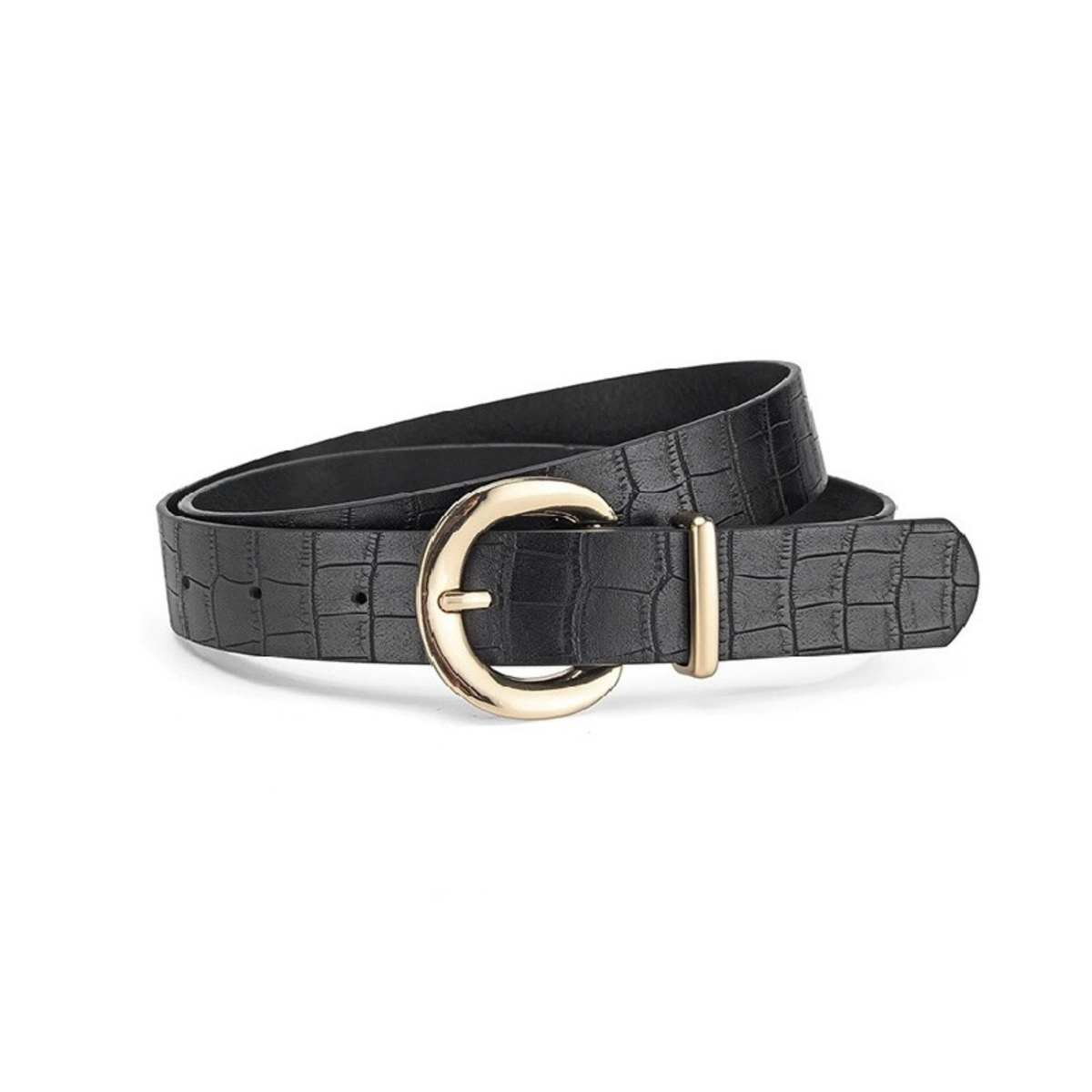 Gold Buckle Textured Belt