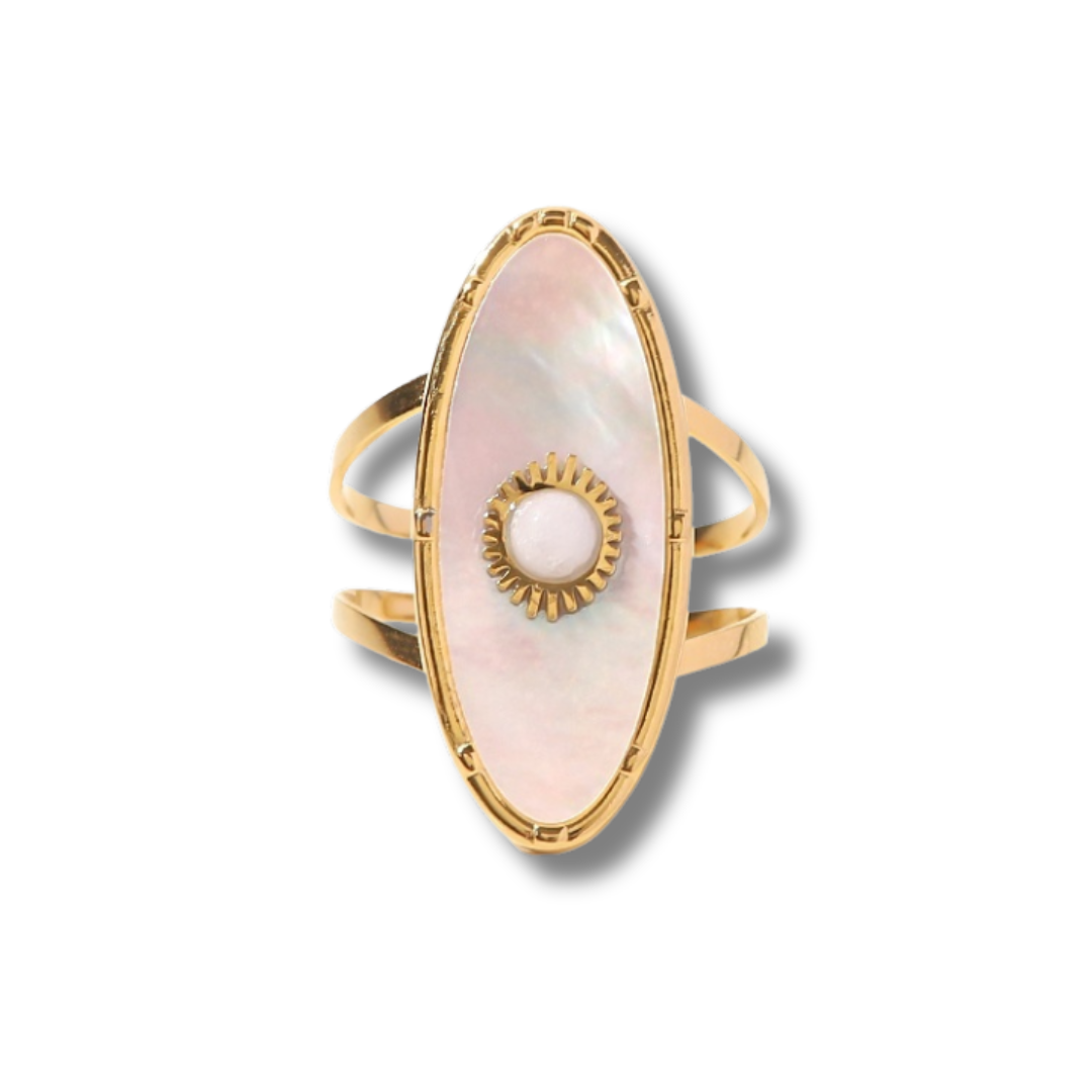 Sestra by Intro Stainless Steel & Mother of Pearl Statement Ring