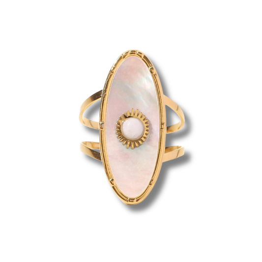 Sestra by Intro Stainless Steel & Mother of Pearl Statement Ring