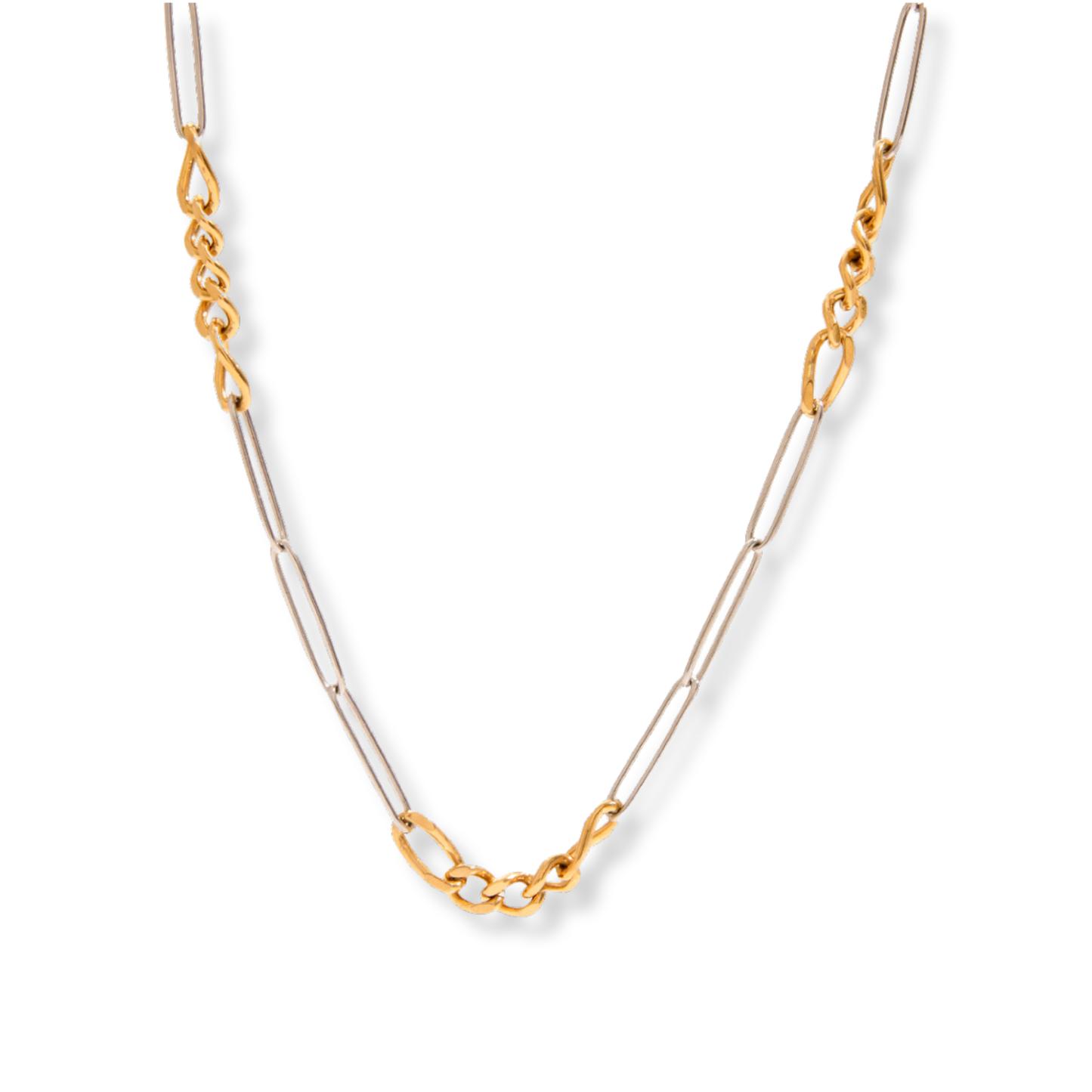 Sestra by Intro Stainless Steel Mixed Metal Chainlink & Paperclip Chain Necklace