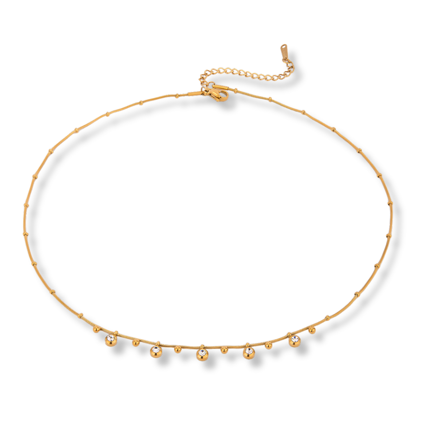 Sestra By Intro Stainless Steel CZ Station Crystal Necklace