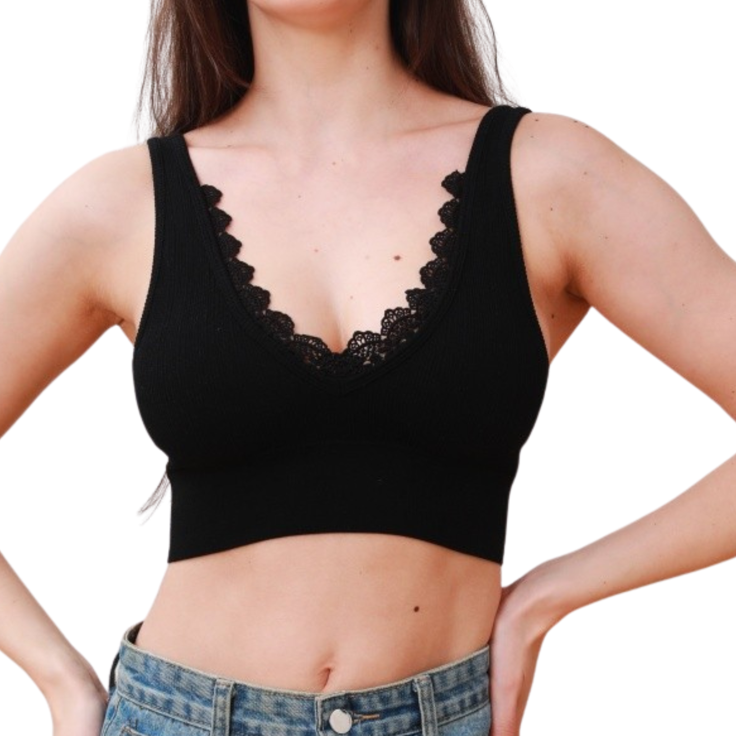 Crochet Lace Trim Wireless Bralette With Pads