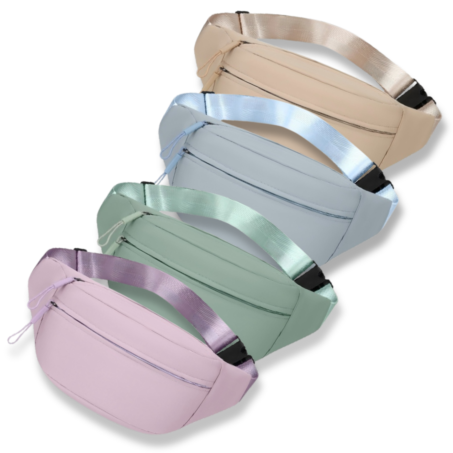 Double Zipper Crossbody Nylon Belt Bag