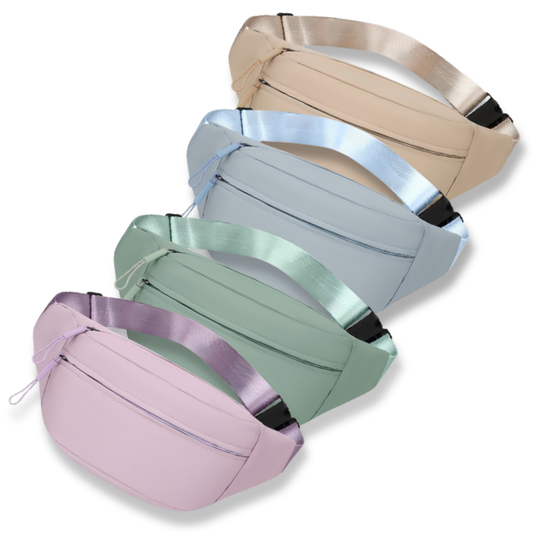 Double Zipper Crossbody Nylon Belt Bag