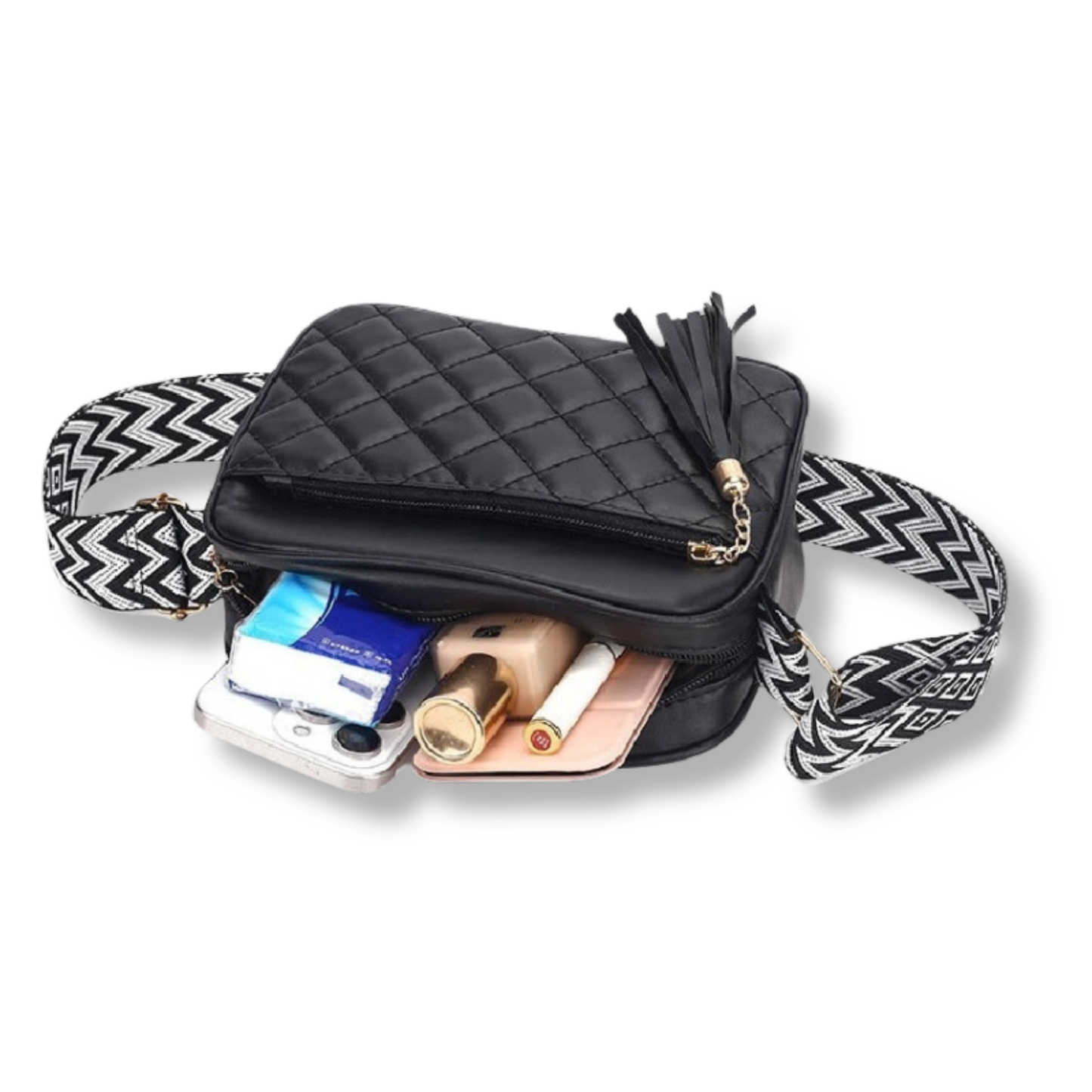 Diamond Quilted Crossbody with Coin Purse Bag Charm