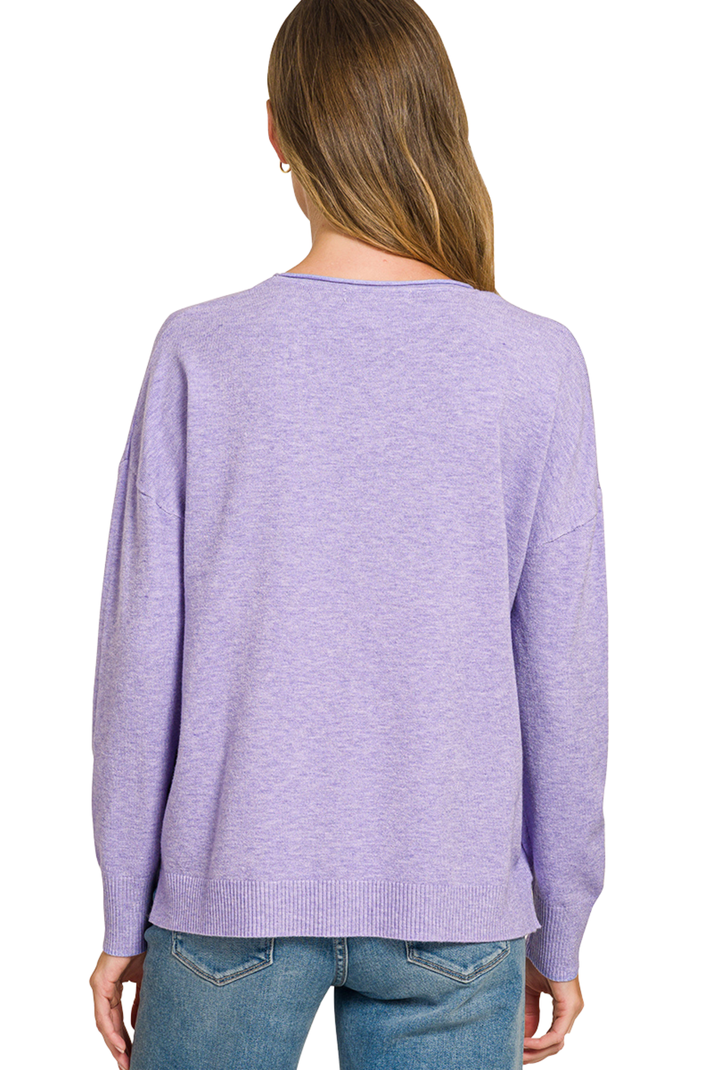 Crew Neck Double Front Seam Sweater