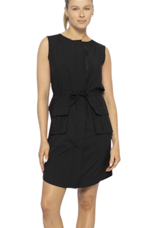 Stretch Woven Mini Dress with Cargo Pockets