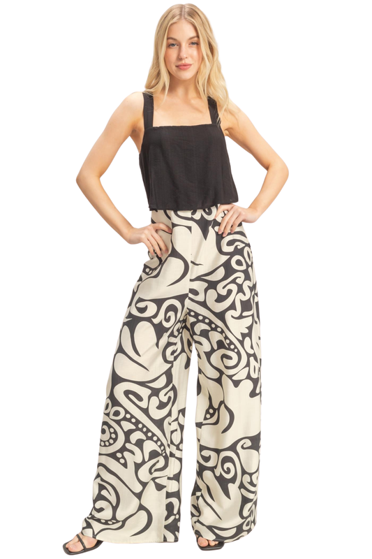 Square Neck Tank Printed Jumpsuit