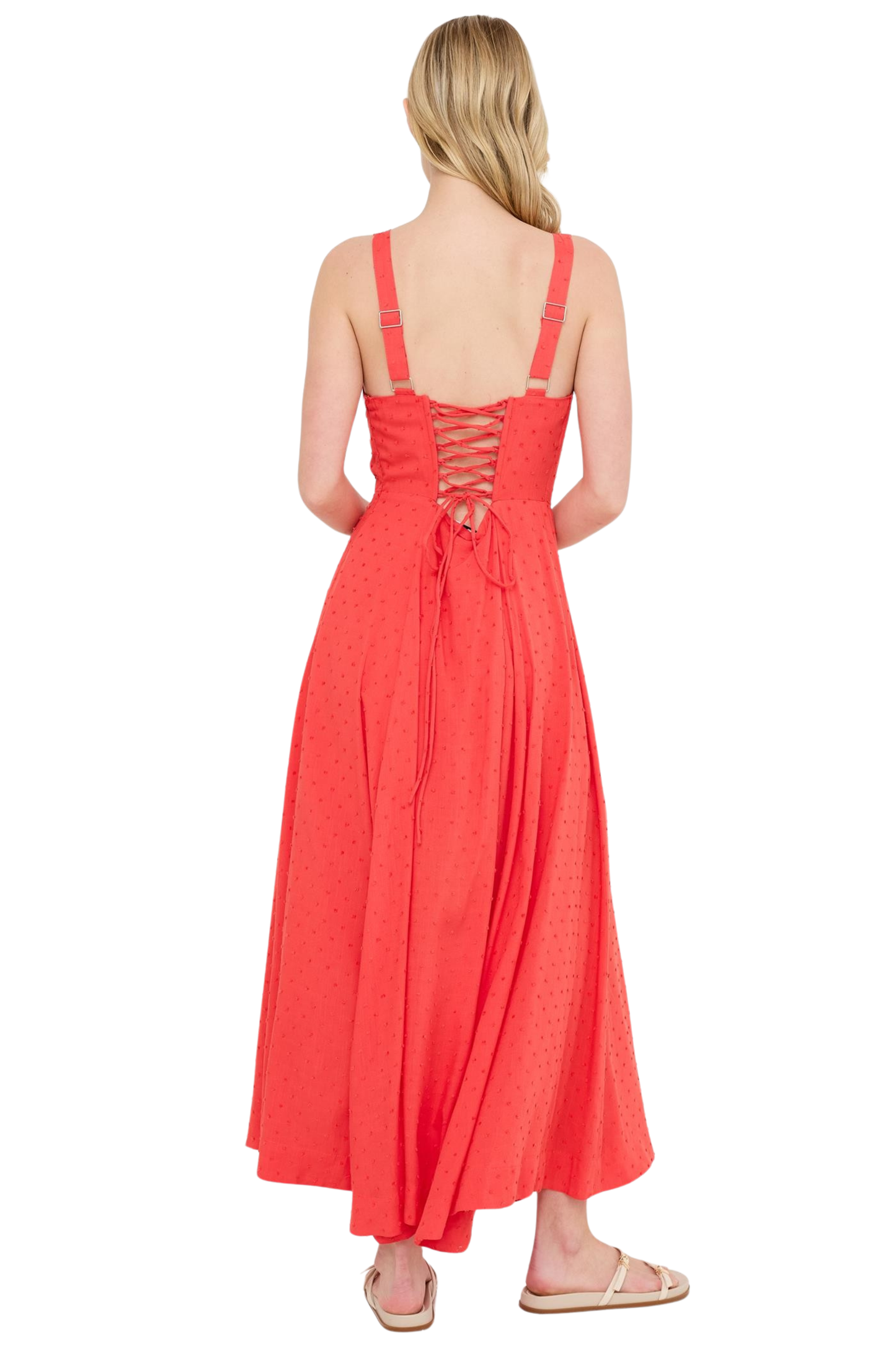 Boned Tie-Back Corset Dress with Slit
