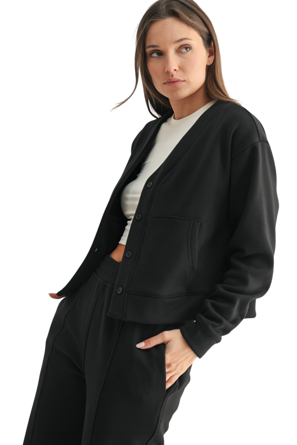 Brushed Cozy Fleece Cardigan
