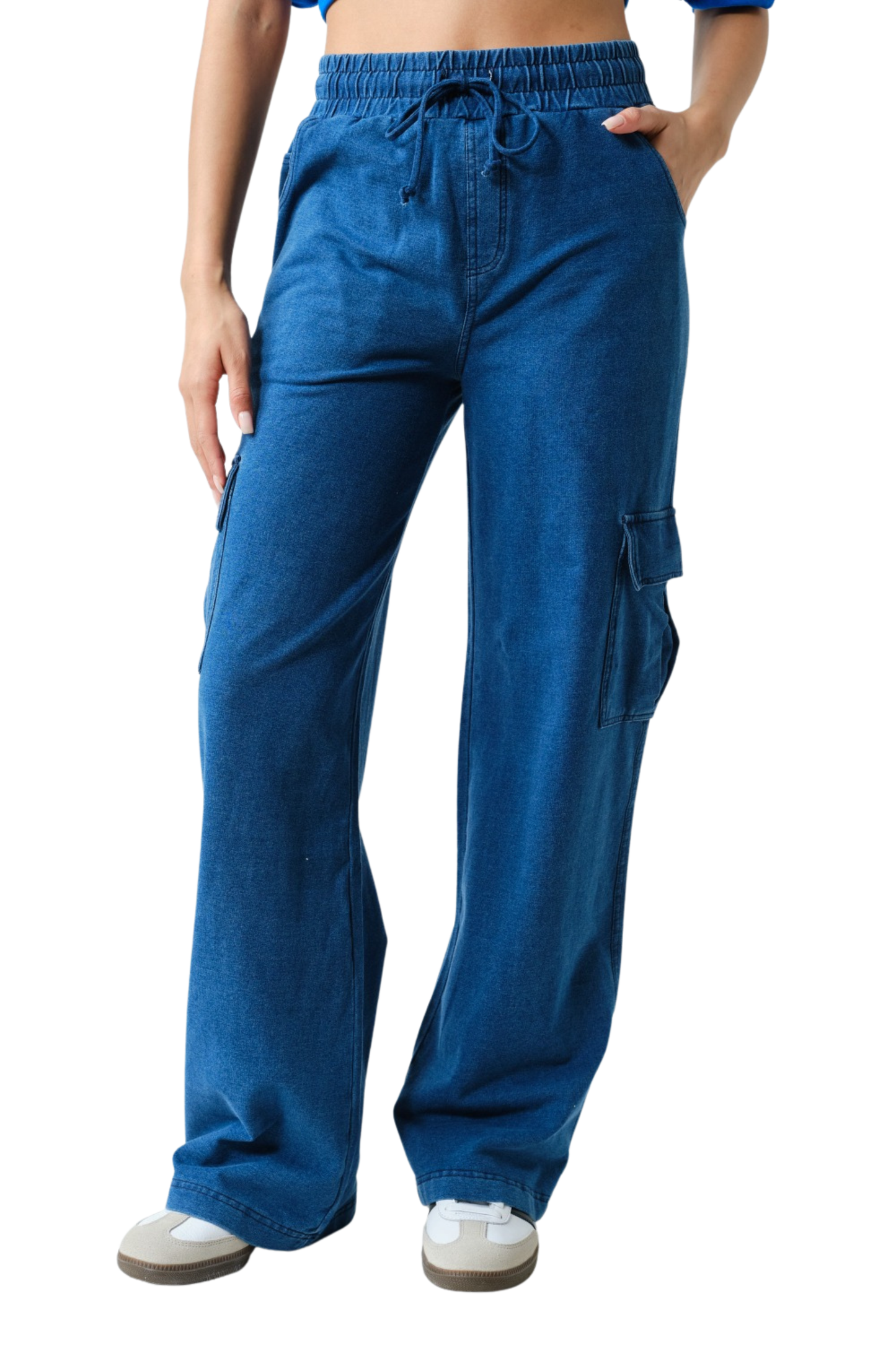 Mineral Washed Wide Leg Cargo Pants