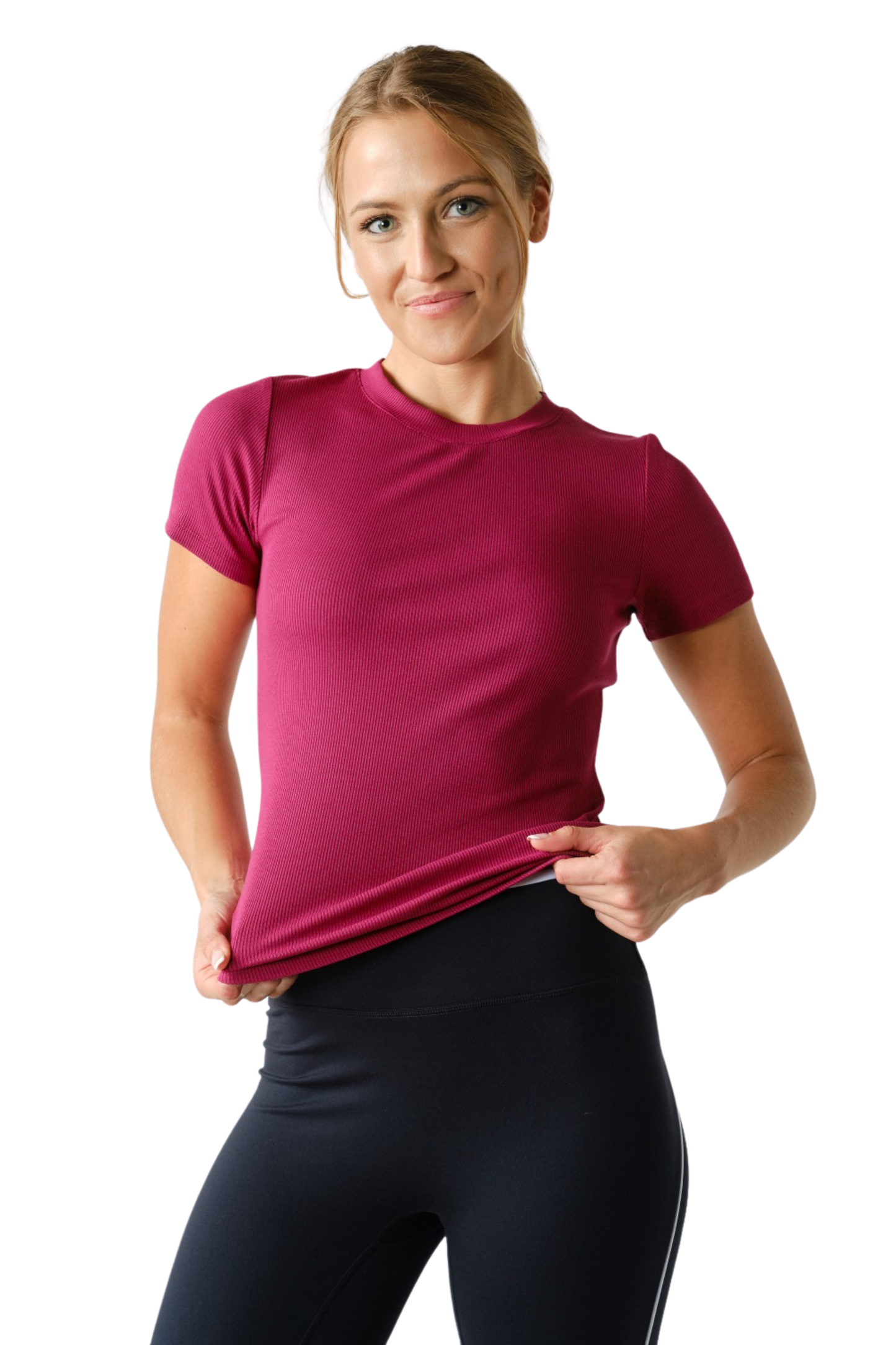 Micro Ribbed Crew Neck Tee