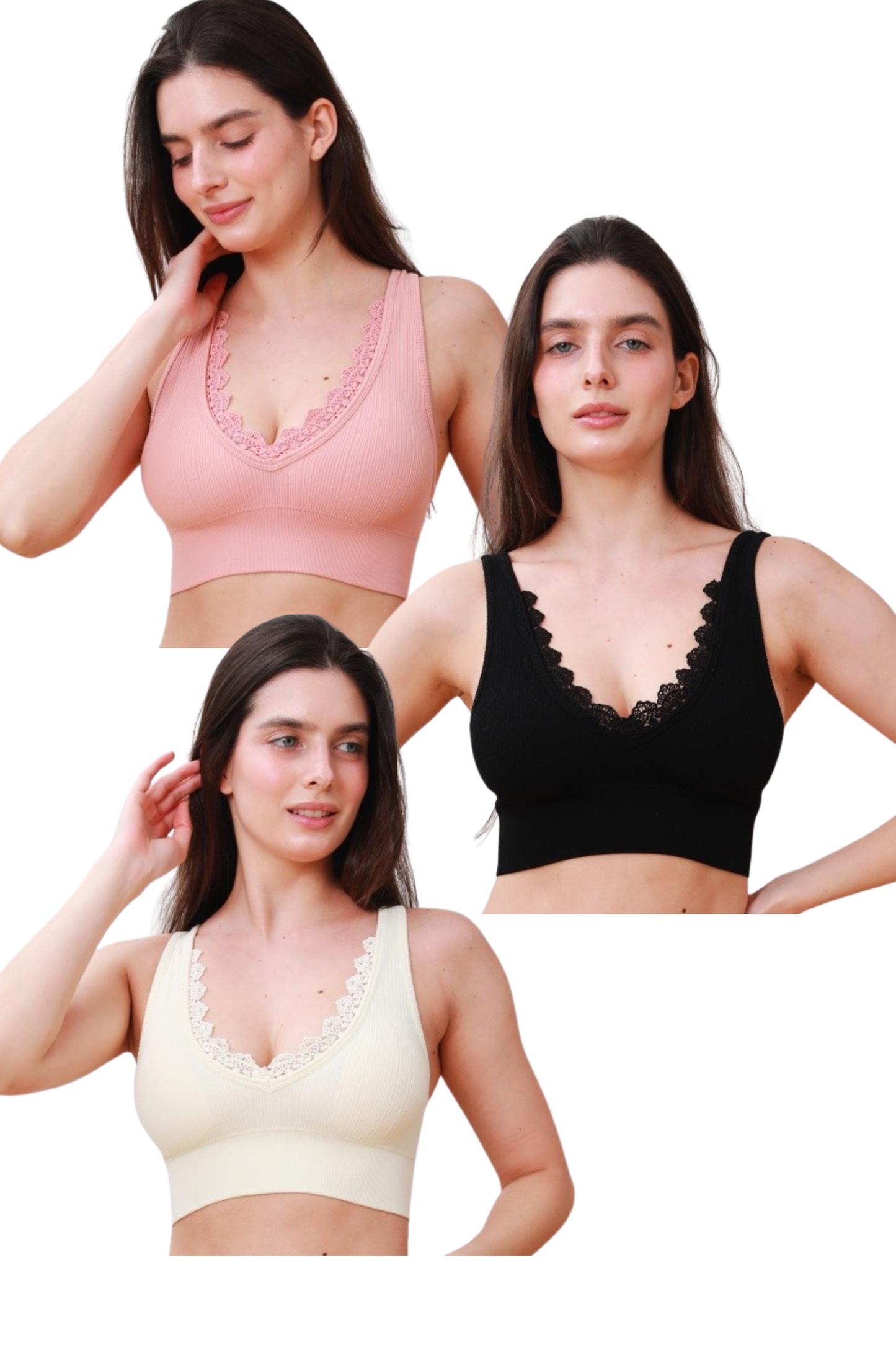 Crochet Lace Trim Wireless Bralette With Pads