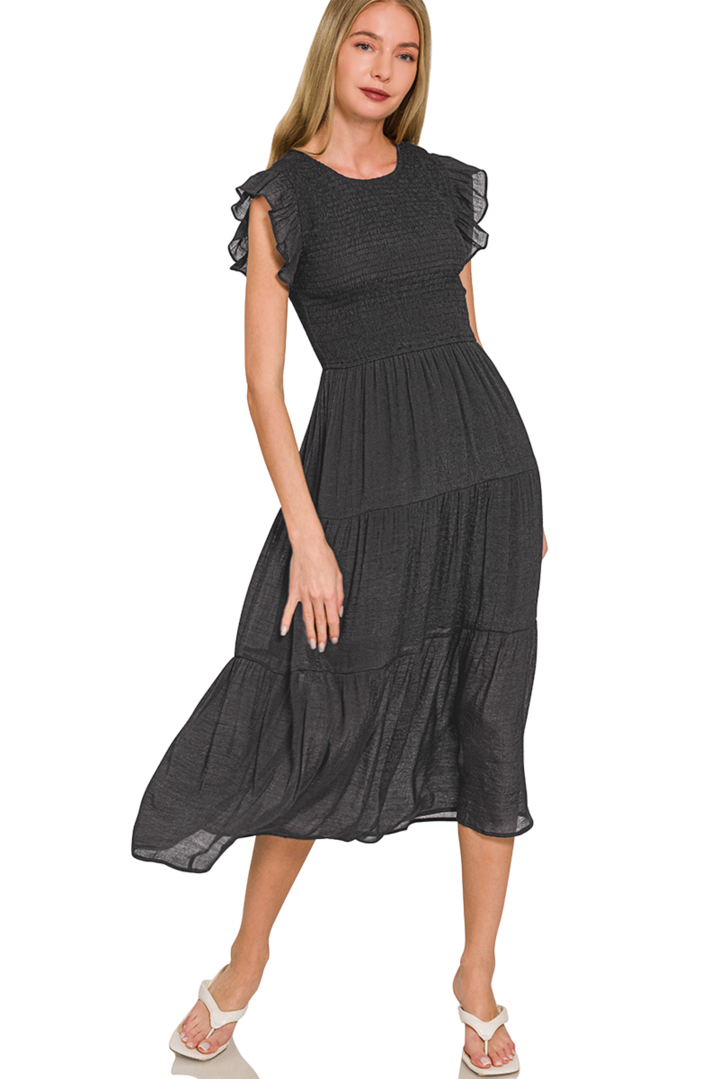 Smocked & Flouncy Midi Dress