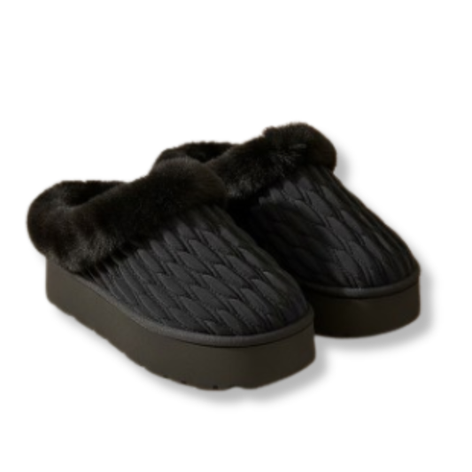 Faux Fur Platfrom Slippers