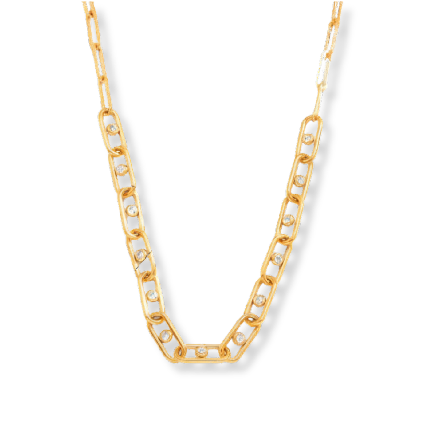 Sestra by Intro Stainless Steel Paperclip Chain Necklace with CZ
