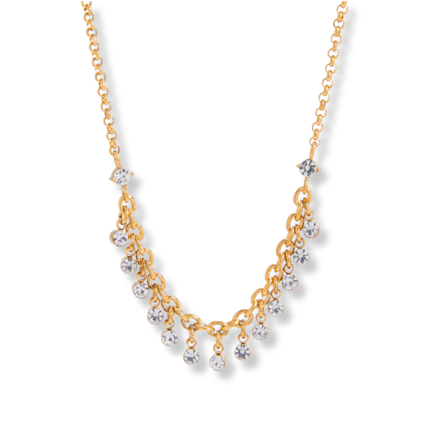 Sestra by Intro Stainless Steel CZ Crystal Fringe Necklace