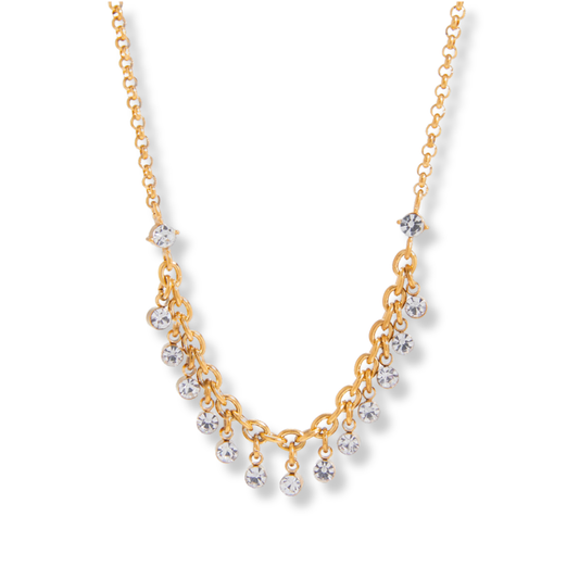 Sestra by Intro Stainless Steel CZ Crystal Fringe Necklace