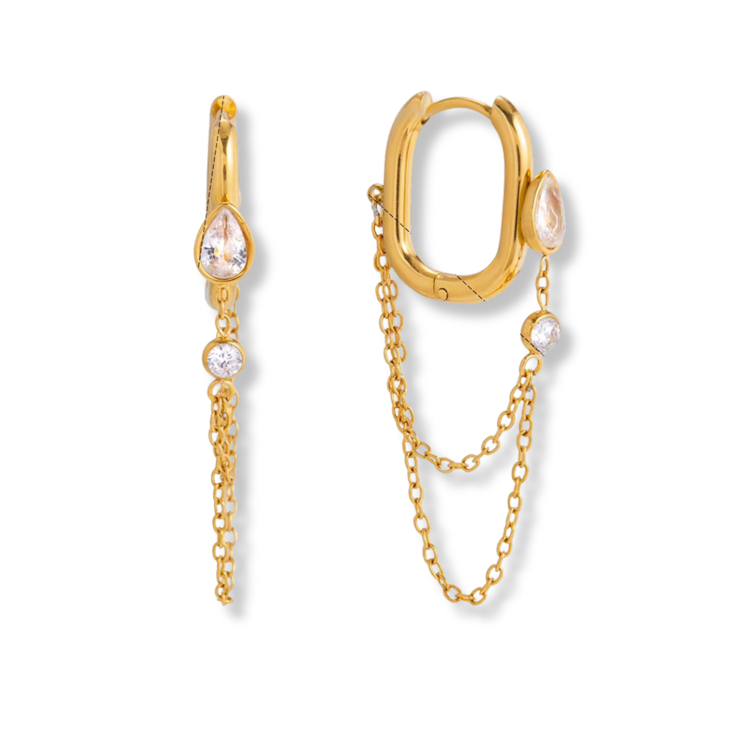 Sestra by Intro Stainless Steel CZ Hoop Chain Earring