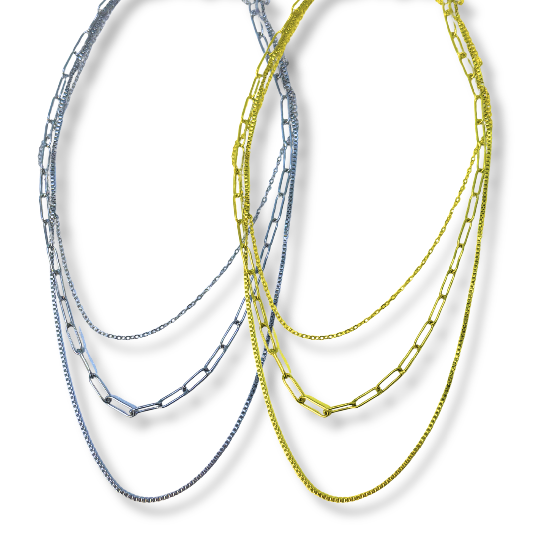Sestra by Intro Stainless Steel Triple Chain Necklace