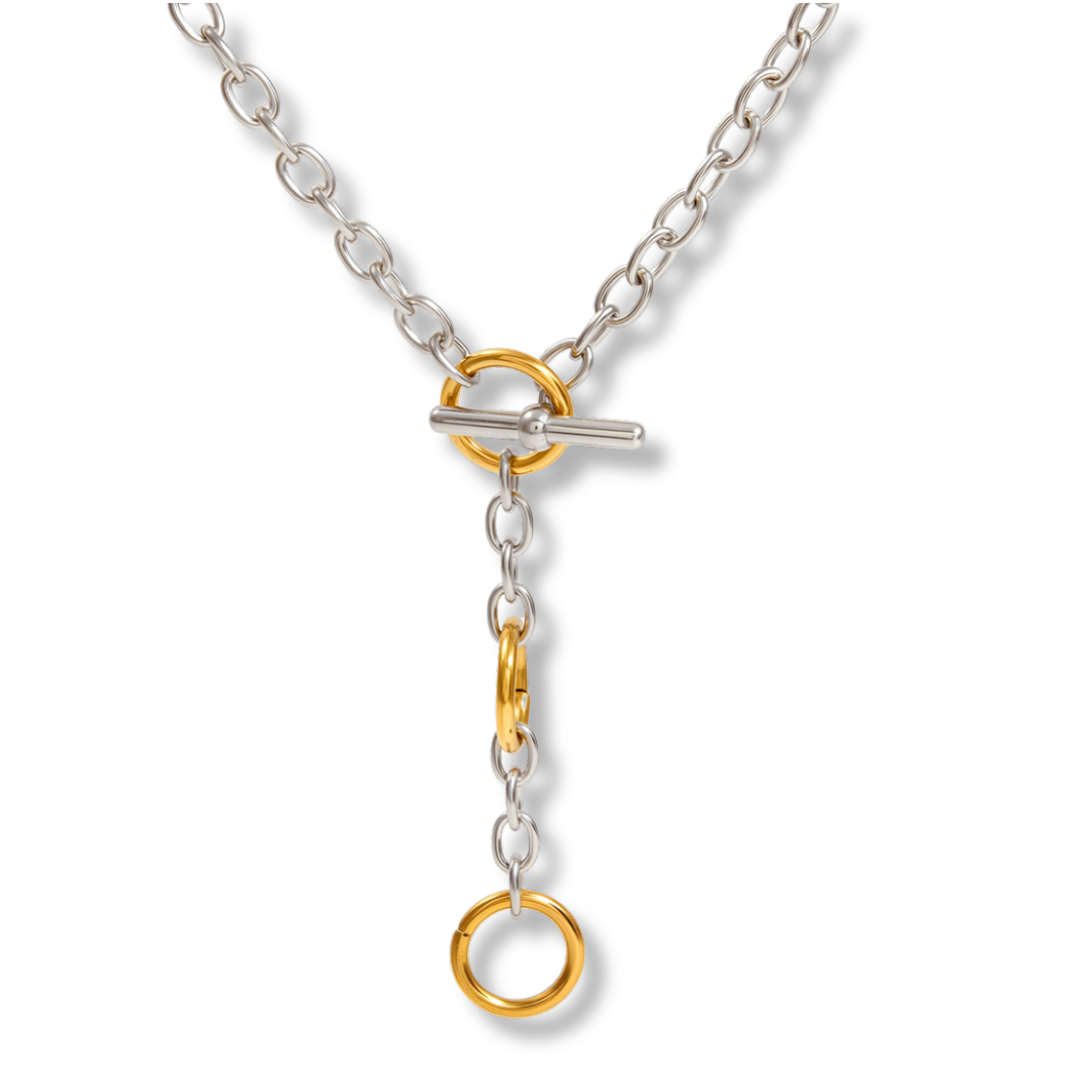 Sestra by Intro Stainless Steel Triple Ring Two Tone Necklace