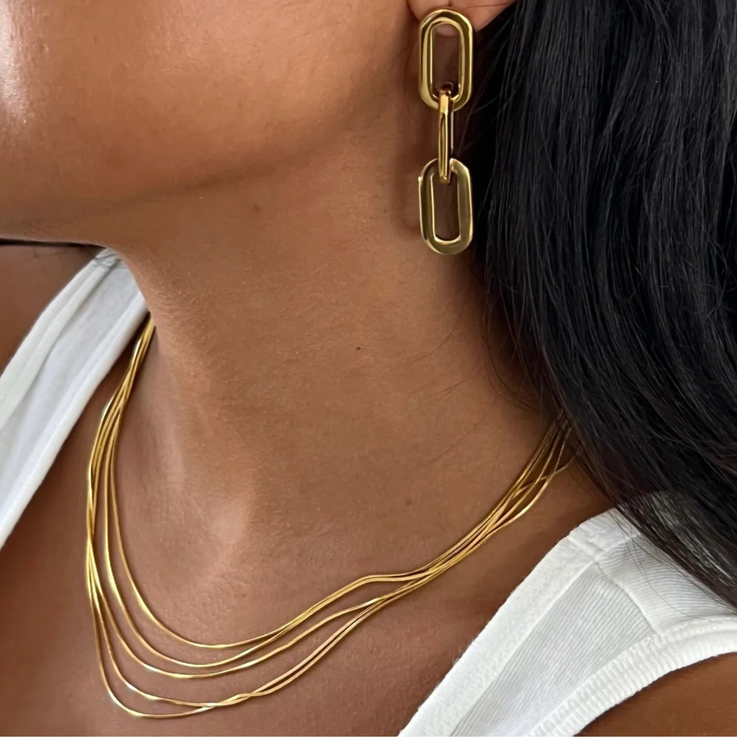 Sestra by Intro Stainless Steel Multi Layer Chain Necklace
