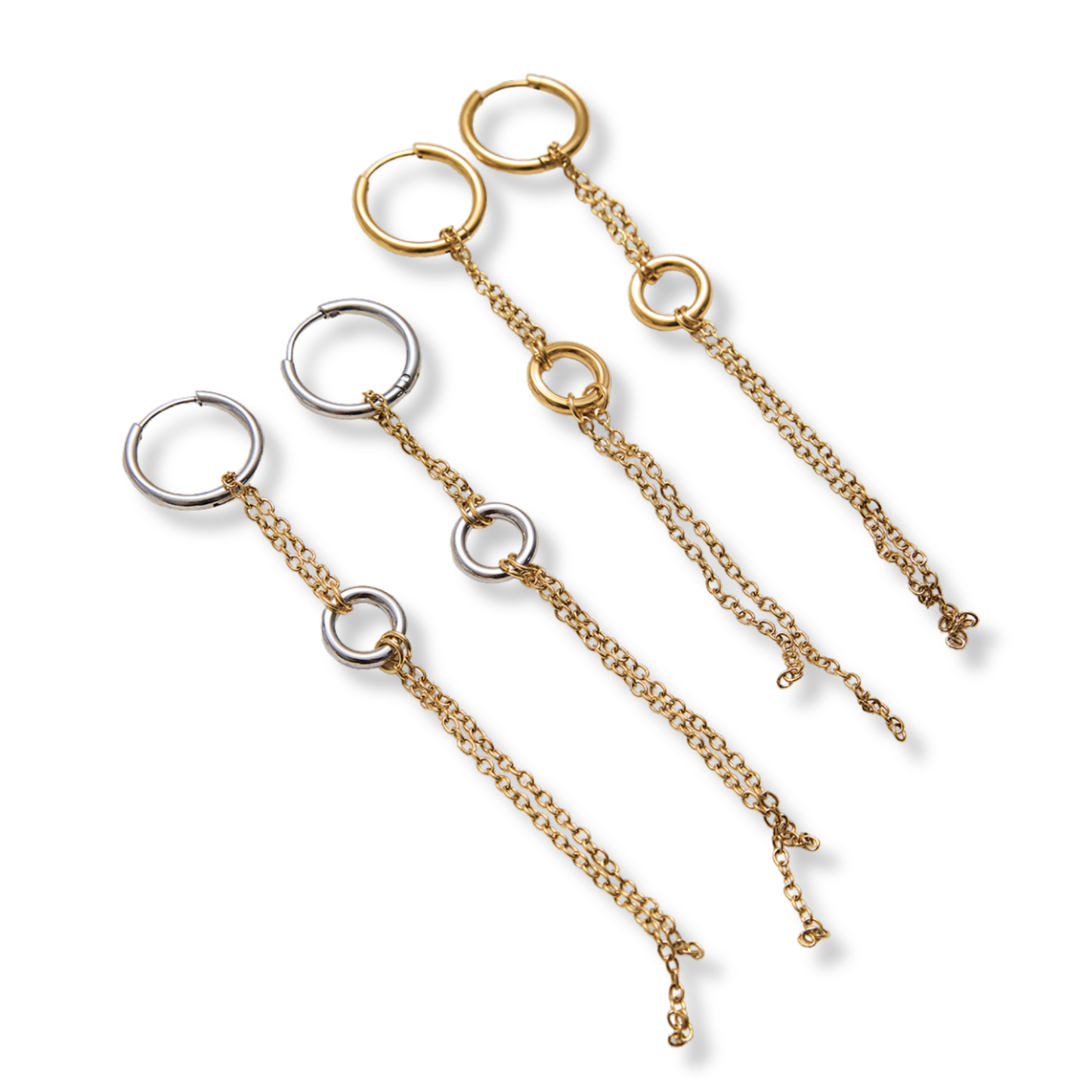 Sestra by Intro Stainless Steel Hoops & Chains Earrings