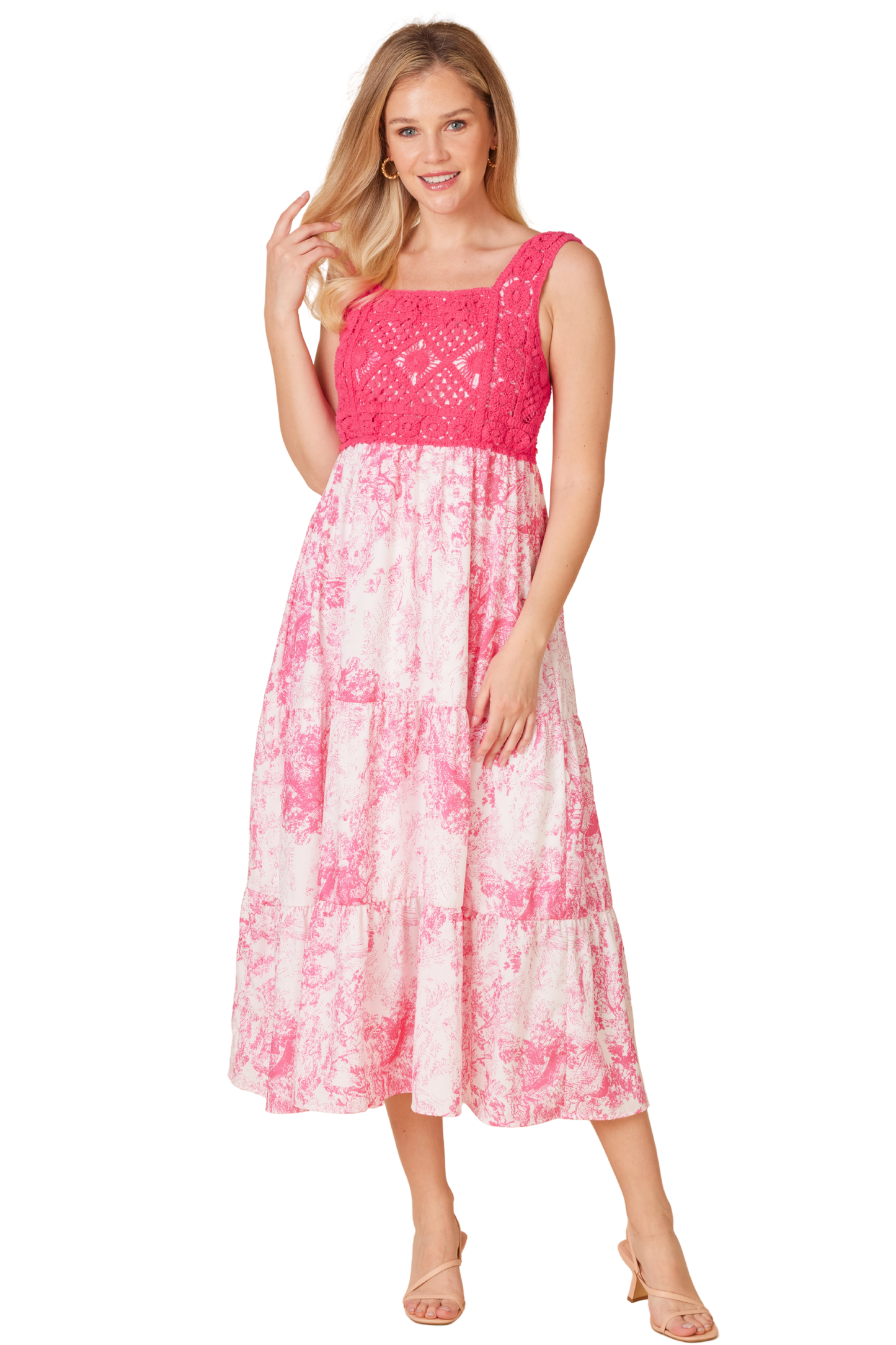 Crochet Bodice Midi Dress