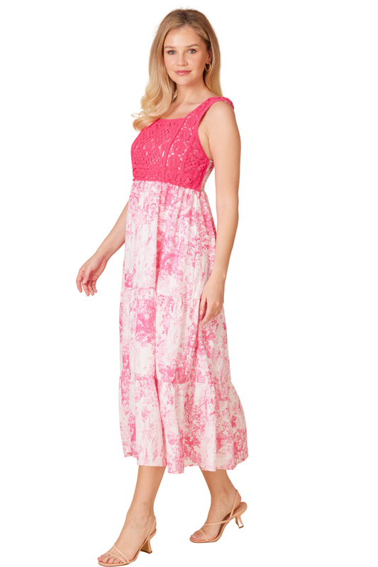 Crochet Bodice Midi Dress