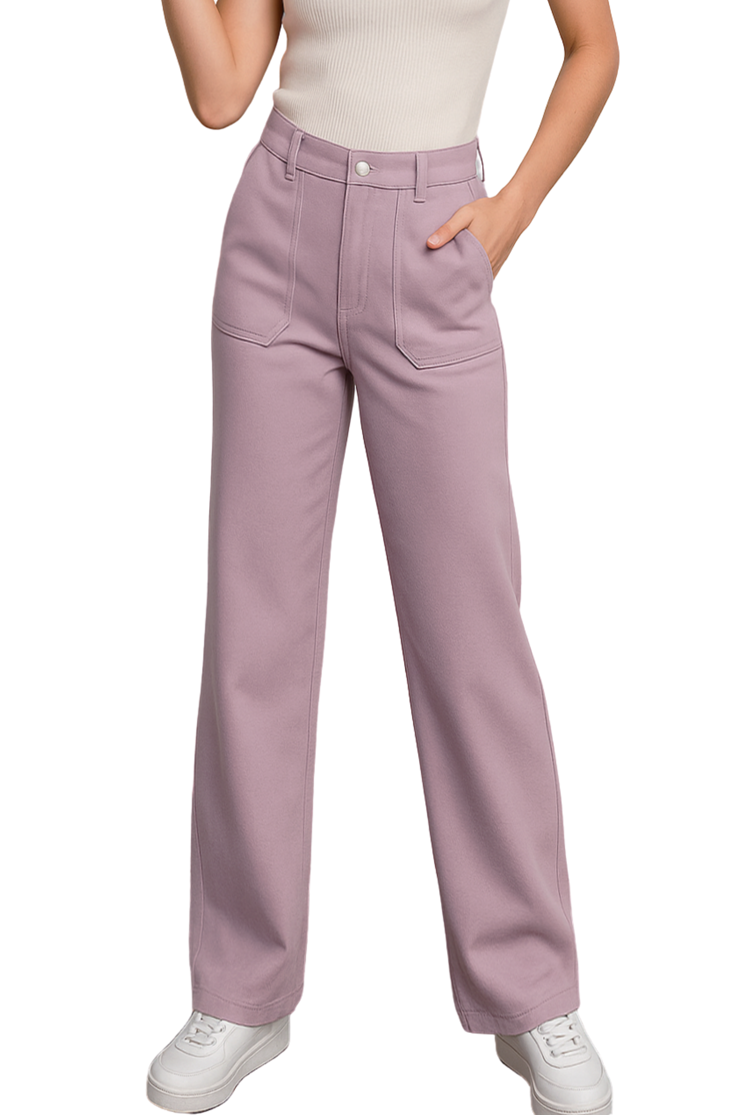 Cotton Stretch Twill Wide Leg Pant