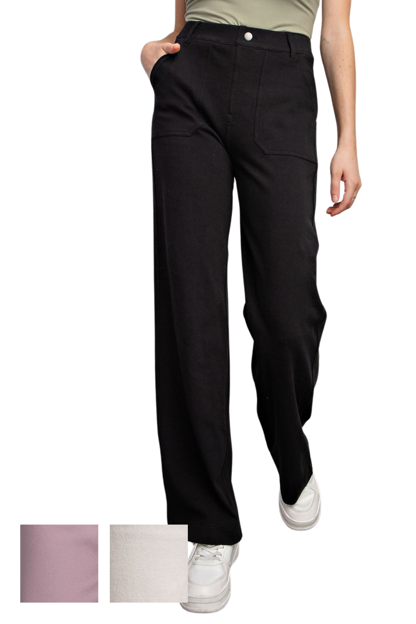 Cotton Stretch Twill Wide Leg Pant