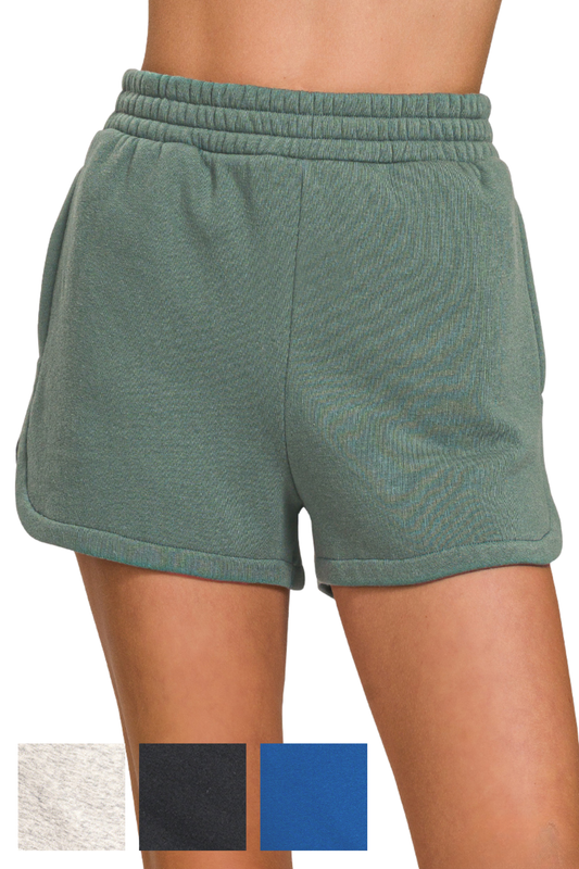 Fleece Lined Dolphin Hem Lounge Shorts