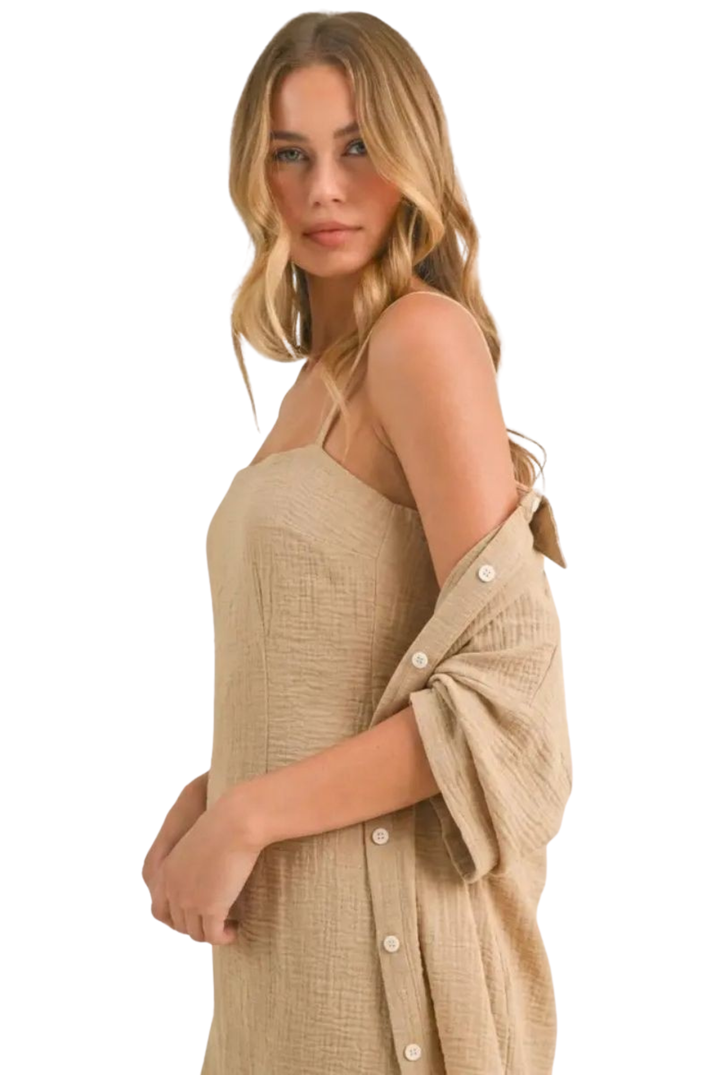 Linen Mini Dress and Button Down Shirt Set