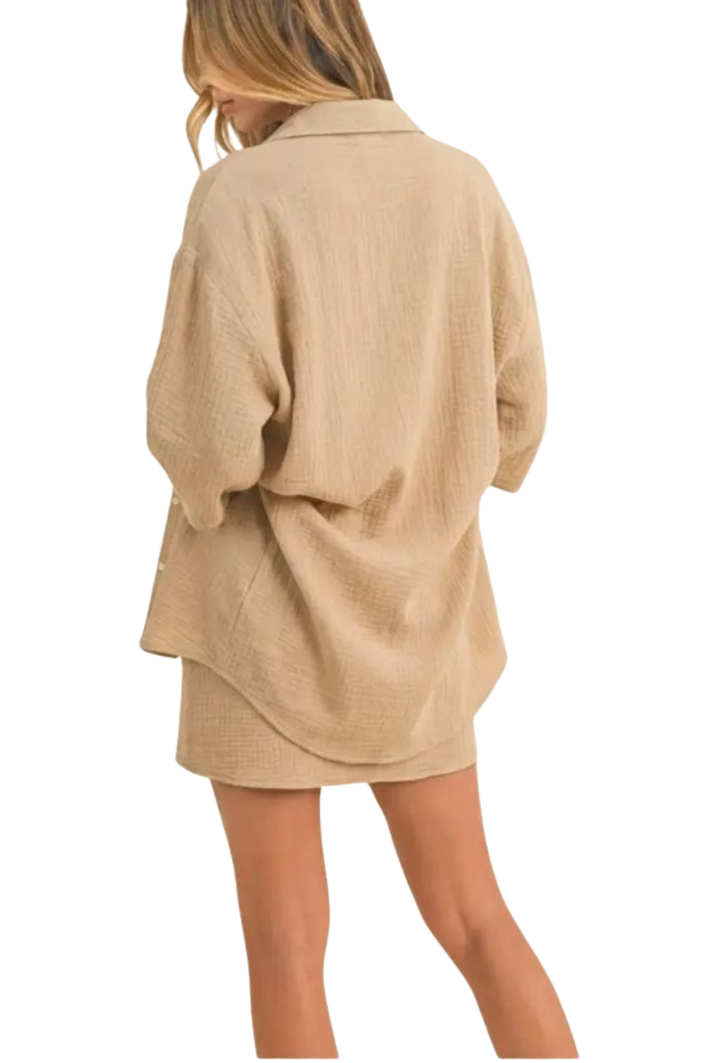 Linen Mini Dress and Button Down Shirt Set