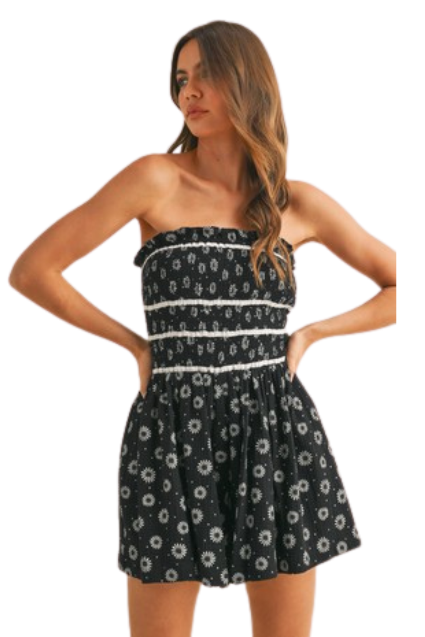 Floral Tube Ruffled Smocking Romper