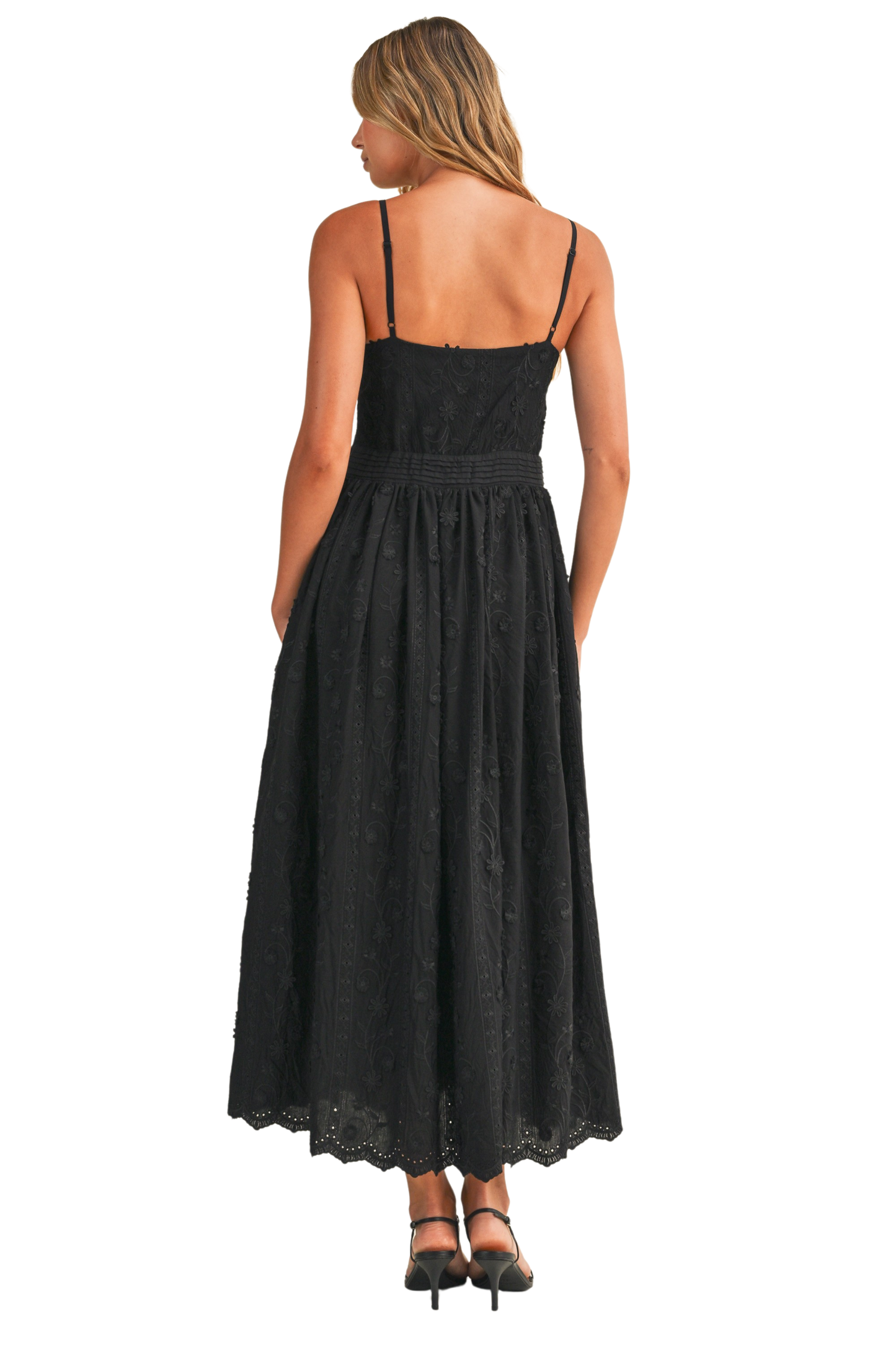 3D Floral Detailed Lace Midi Dress