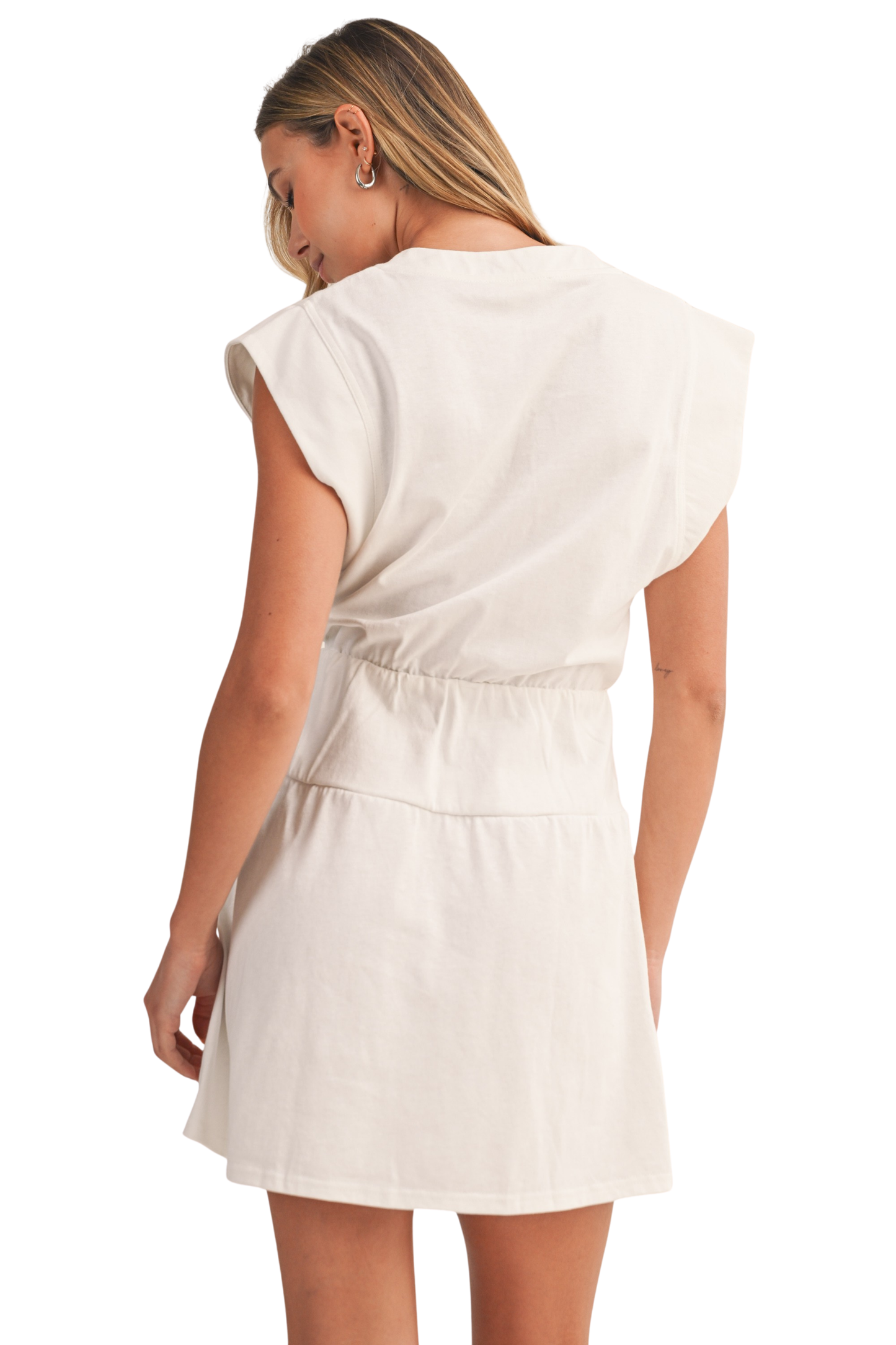 Cap Sleeve Mini Dress With Side Pockets