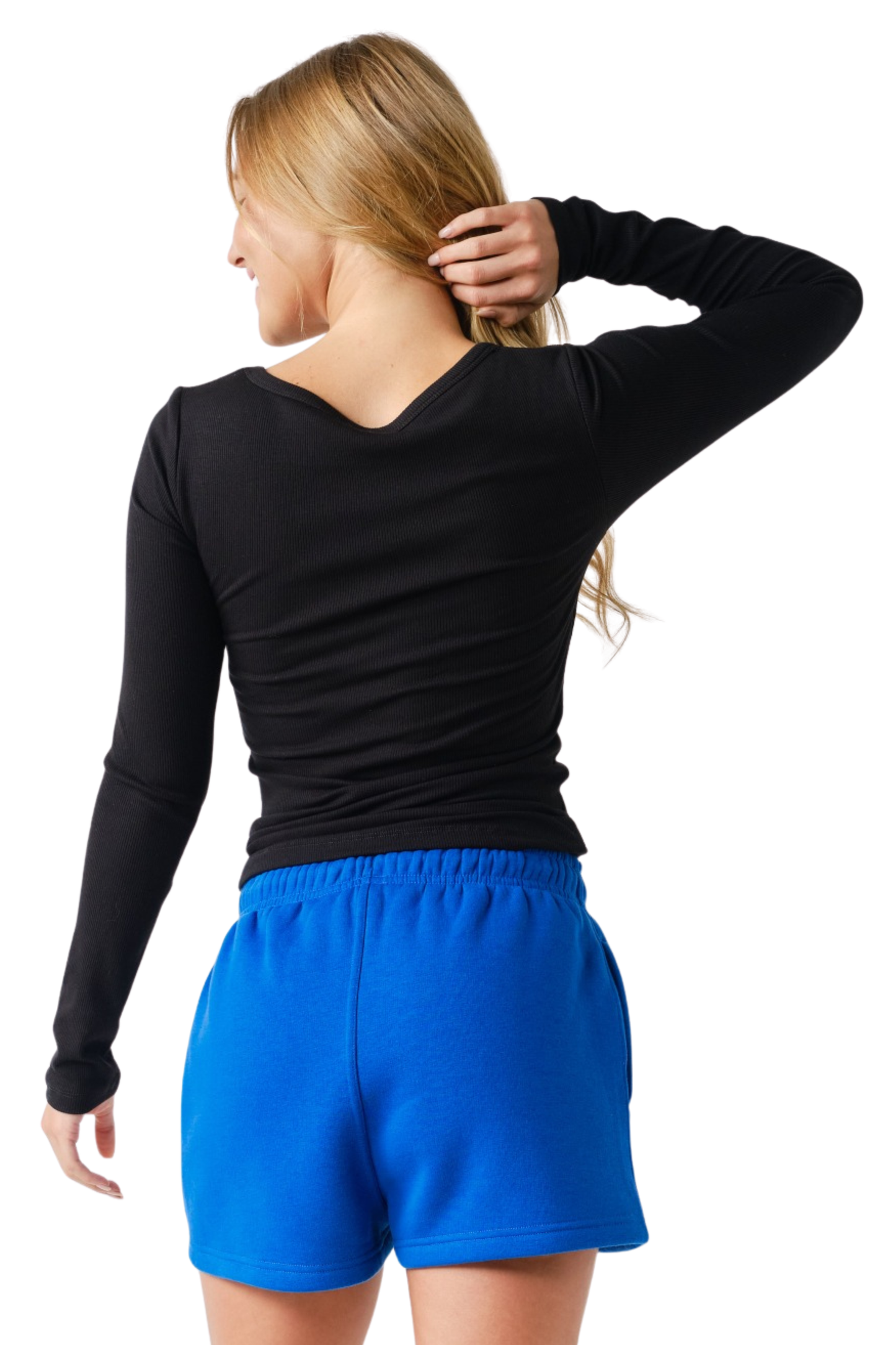 Micro Ribbed Scoop Neck Long Sleeve with Built-In Bra
