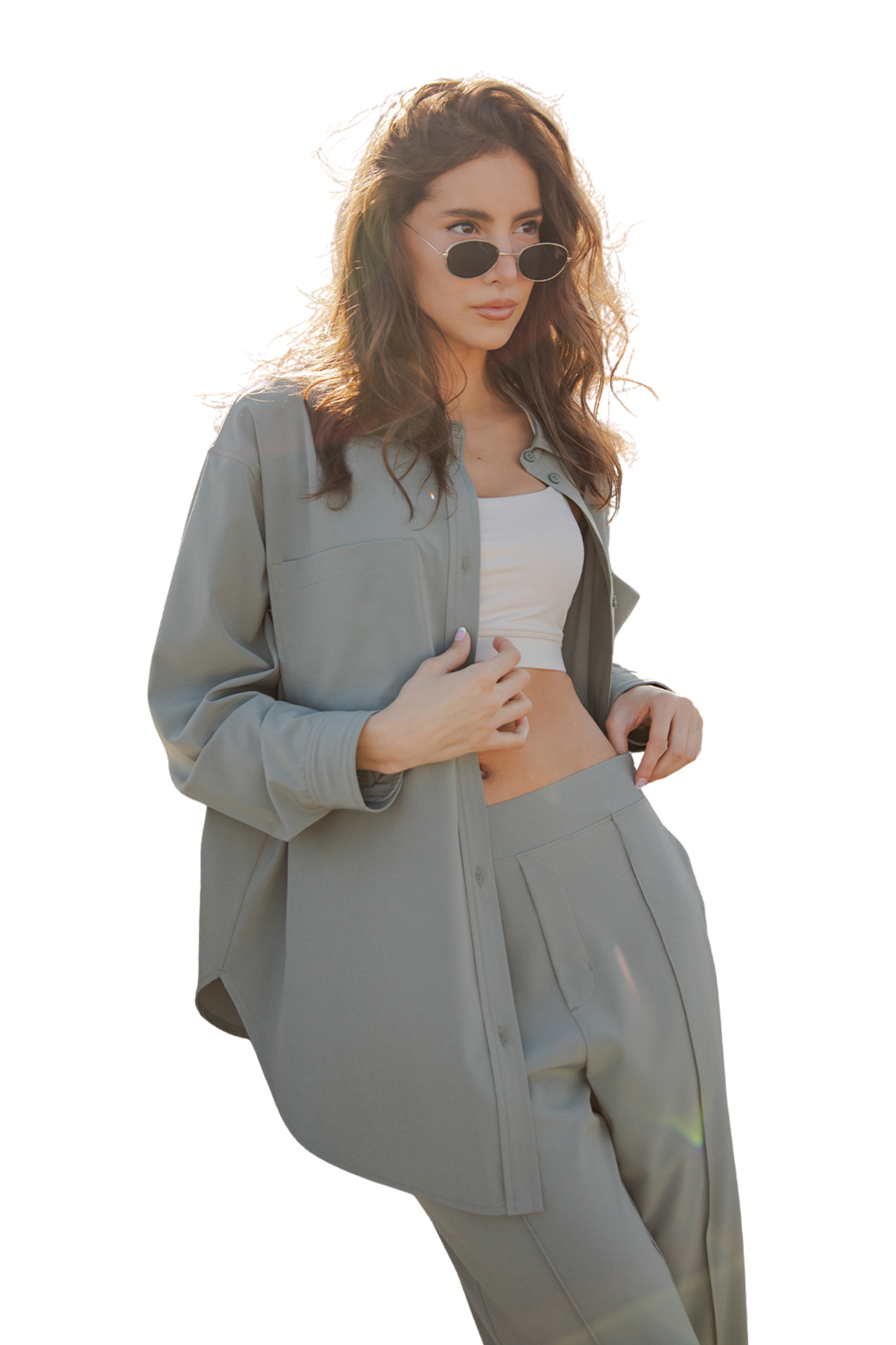 Crinkle Woven Relaxed Button Up Shirt