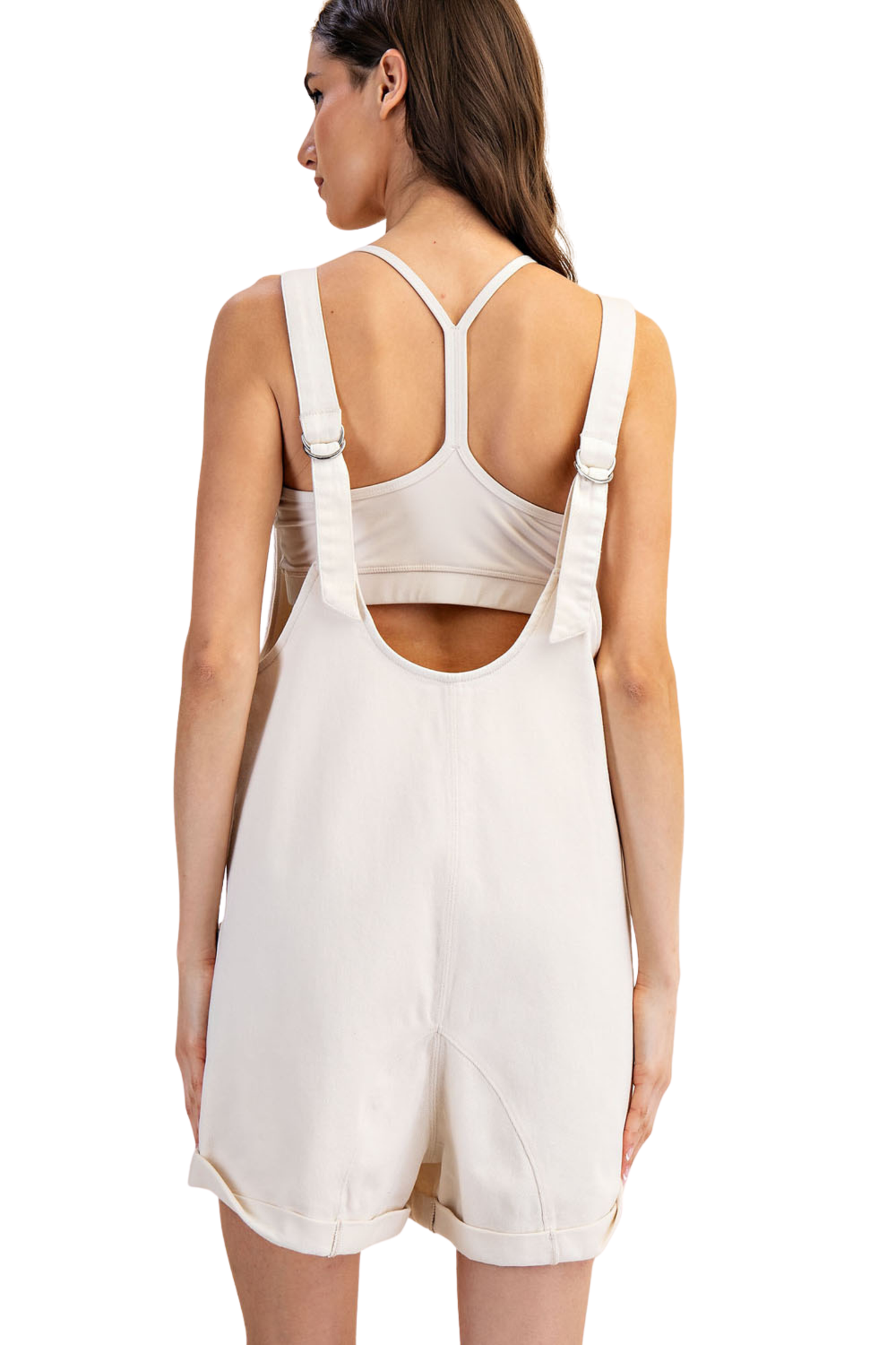 Cotton Twill Roll-Up Overall Romper