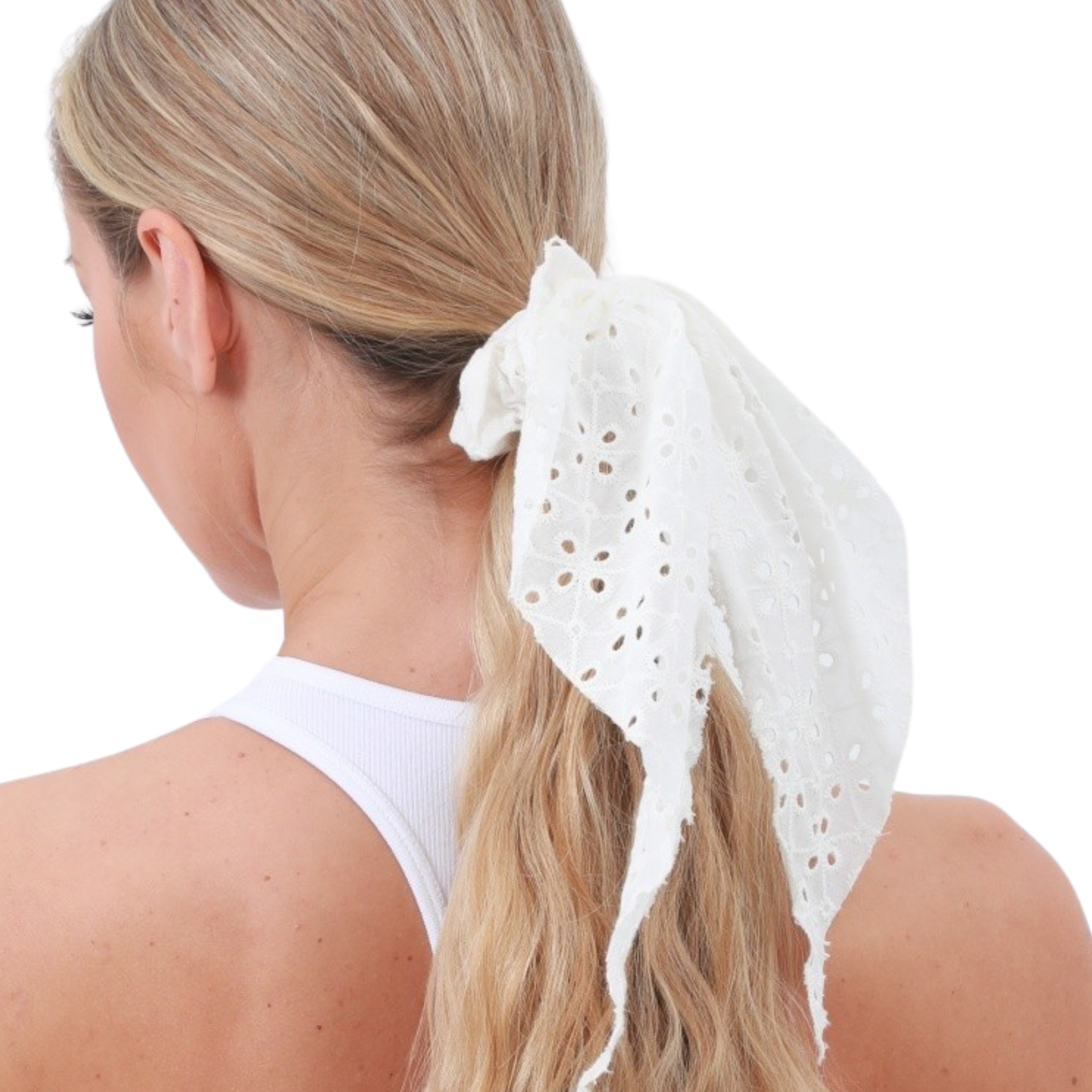 Floral Embroidered Cotton Scrunchie