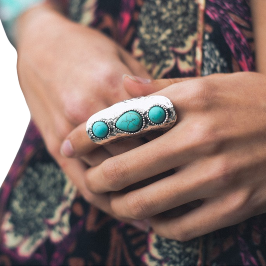 Waterfall Turquoise Statement Adjustable Ring