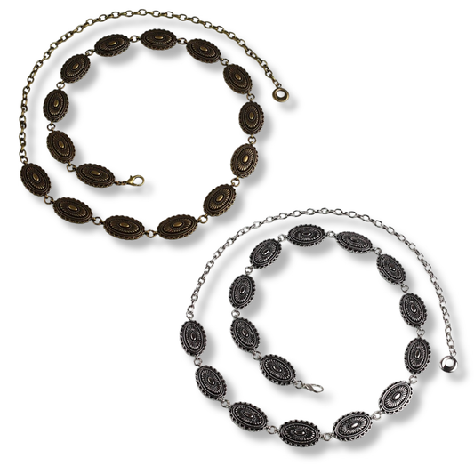 Oval Buckle Chain Belt