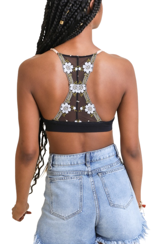 Floral Back Lattice Bralette