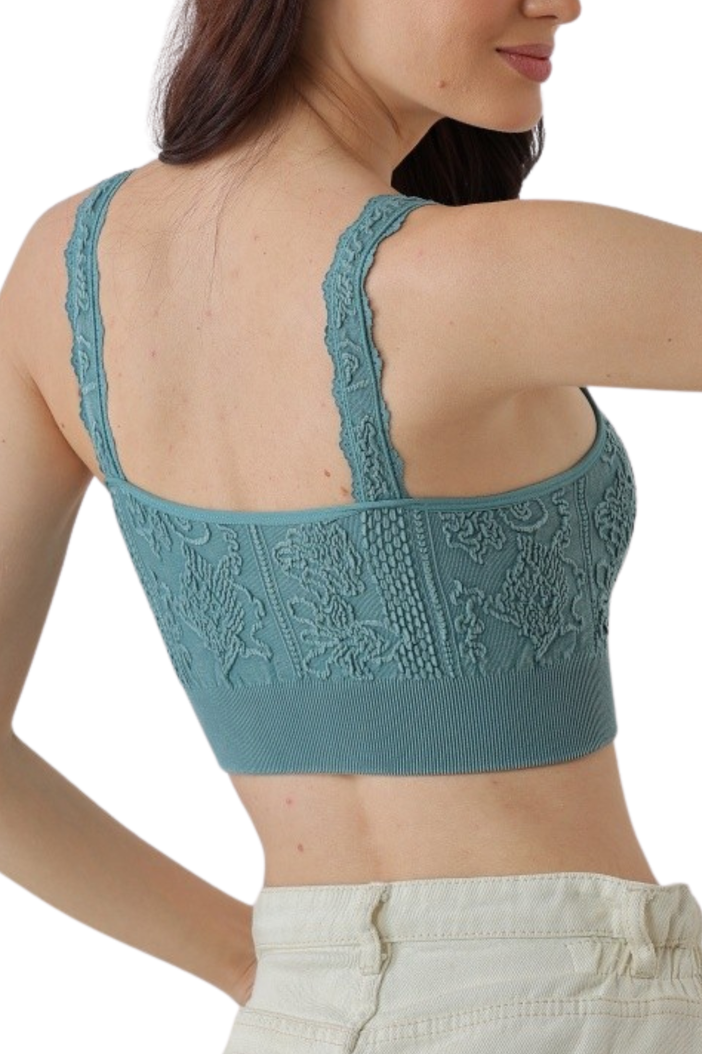 Washed 3D Textured Lace Wireless Bralette