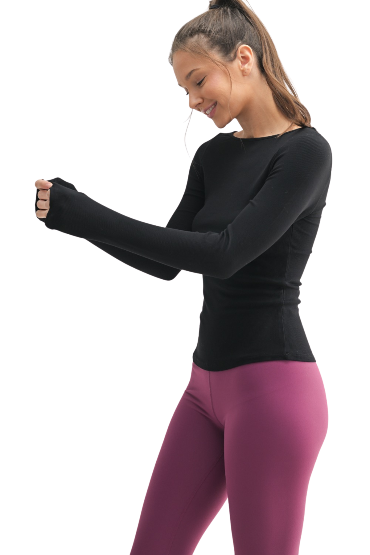 Barely There Micro Ribbed Boat Neck Long Sleeve Tee