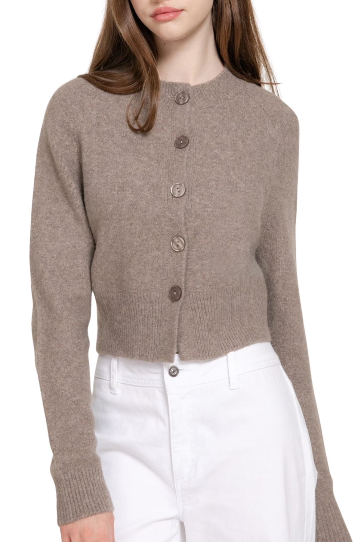 Everyday Basic Crew Neck Knit Cardigan with Buttons