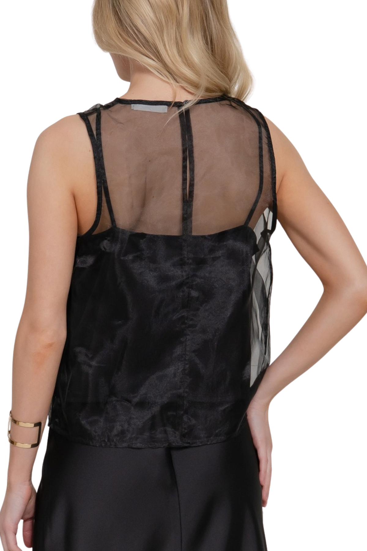 Sleeveless Organza Top with Inner Camisole
