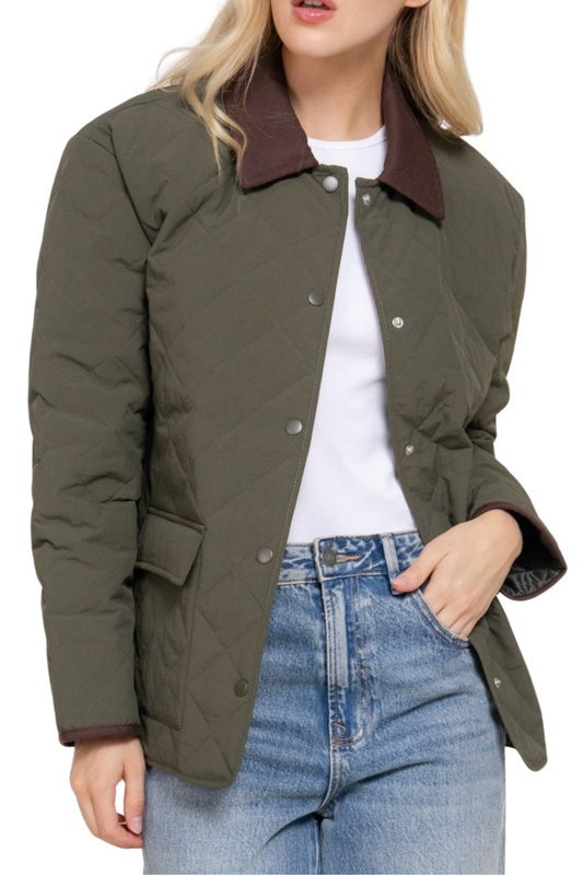 Quilted Collared Barn Jacket